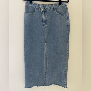 Happily Grey Denim Maxi Skirt